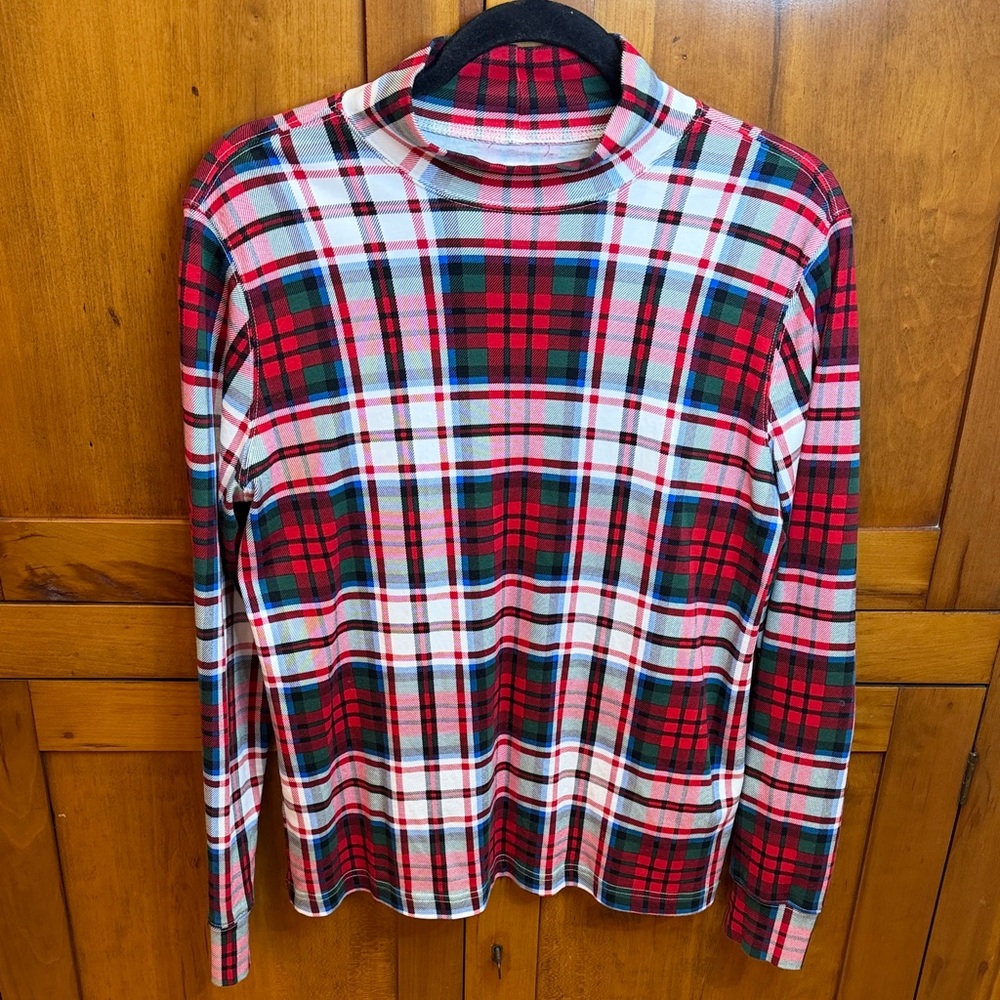 Lands' End Plaid Mock Turtleneck, Size Small
